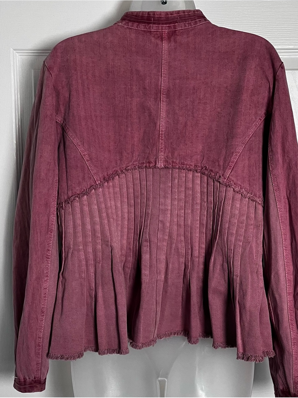 Adore Dusty Rose Cotton Herringbone Pleated Peplum Jacket XL - Picture 2 of 5
